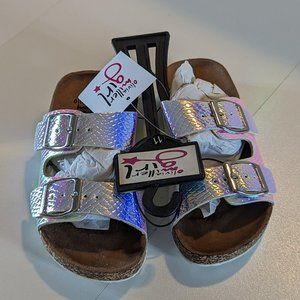 Olivia Miller Girl Double Strap Buckle Rainbow Cork Sandals - Various Sizes